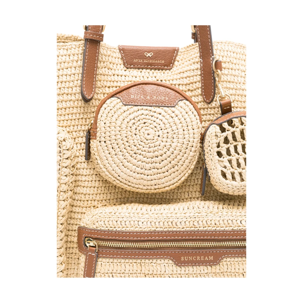 Anya Hindmarch Beige Schoudertas met Meerdere Zakken Beige Dames