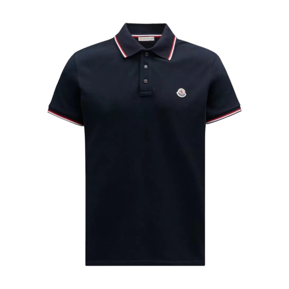 Moncler Navy Logo Patch Polo Shirt Blue Heren