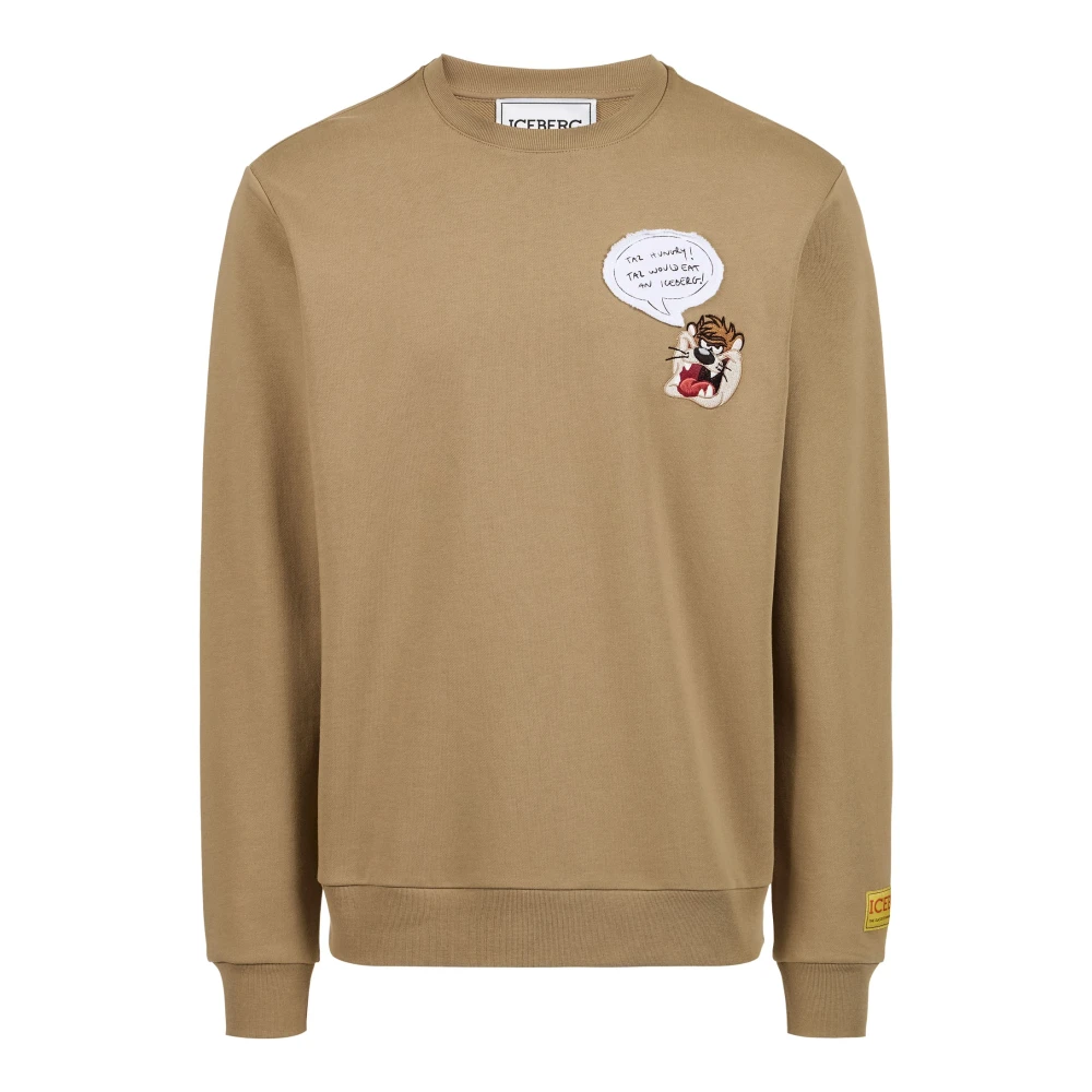 Iceberg Klassieke regular fit ronde hals moddergekleurde sweatshirt met Looney Tunes detail Green Heren