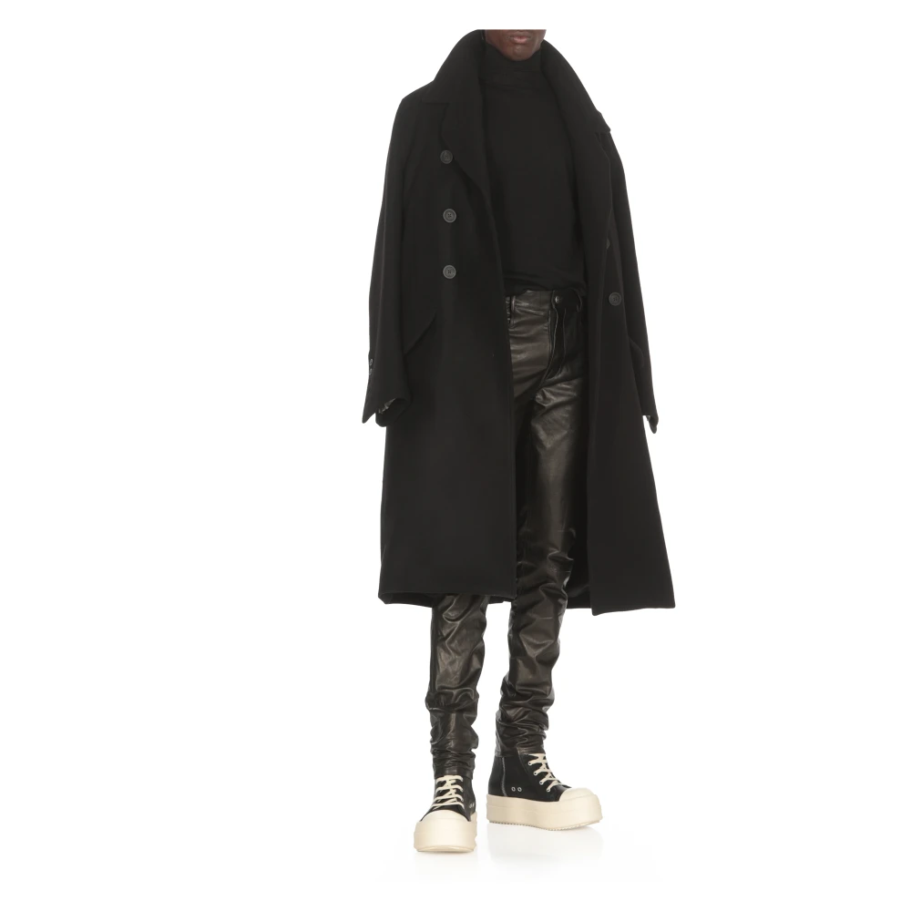 Rick Owens Zwarte Wollen Coltrui Black Heren