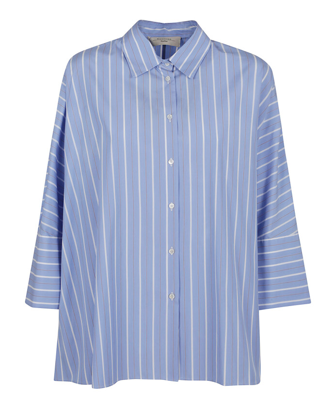 chemise-bleue-en-coton-a-col-evase