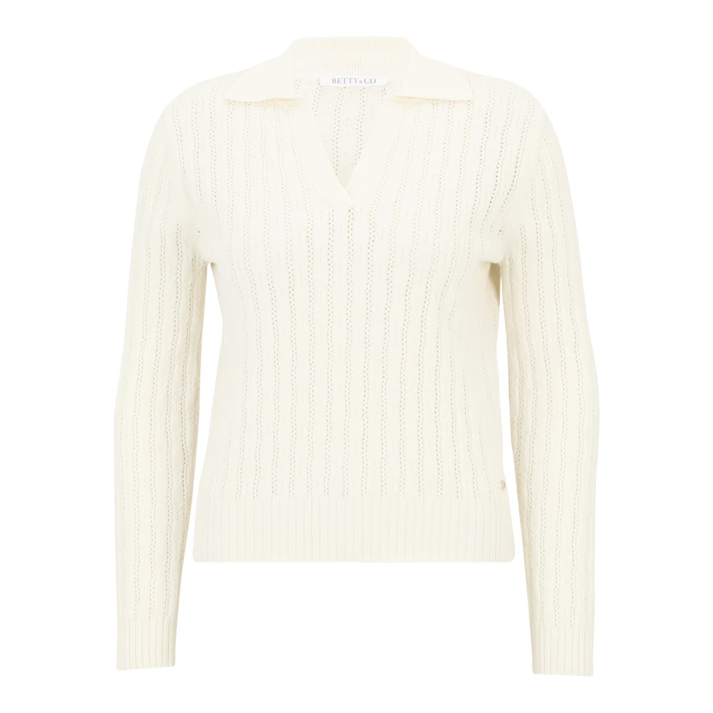 Betty & Co Gebreide trui met kraag White Dames