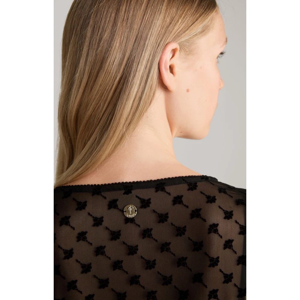 Joop! Zwart Fluweel Bloemenpatroon Top Black Dames