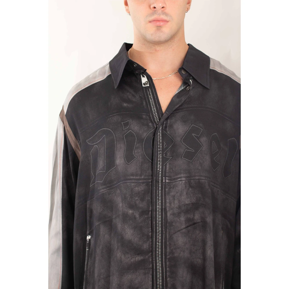 Diesel Gedrukte Oversized Shirt Black Heren
