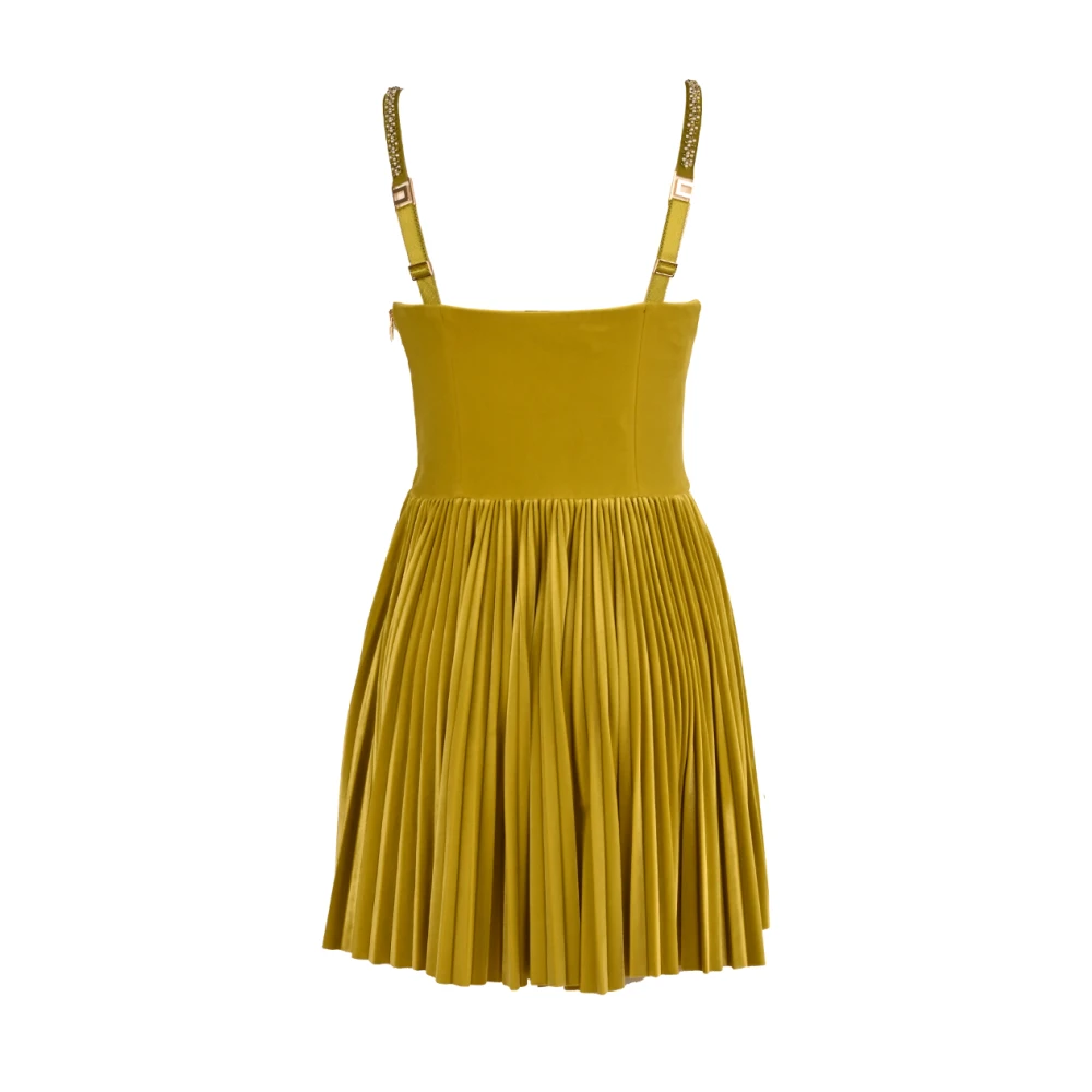 Elisabetta Franchi Fluwelen jurk met strass en kralen Green Dames