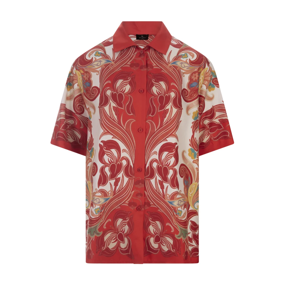ETRO Rode Zijden Paisley Print Shirt Red Dames
