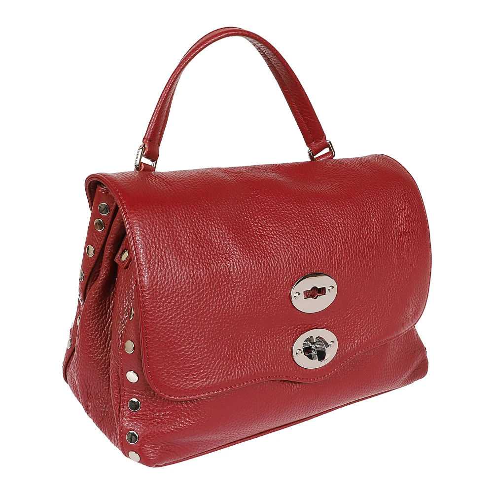 Zanellato Klassieke leren schoudertas zwart Red Dames