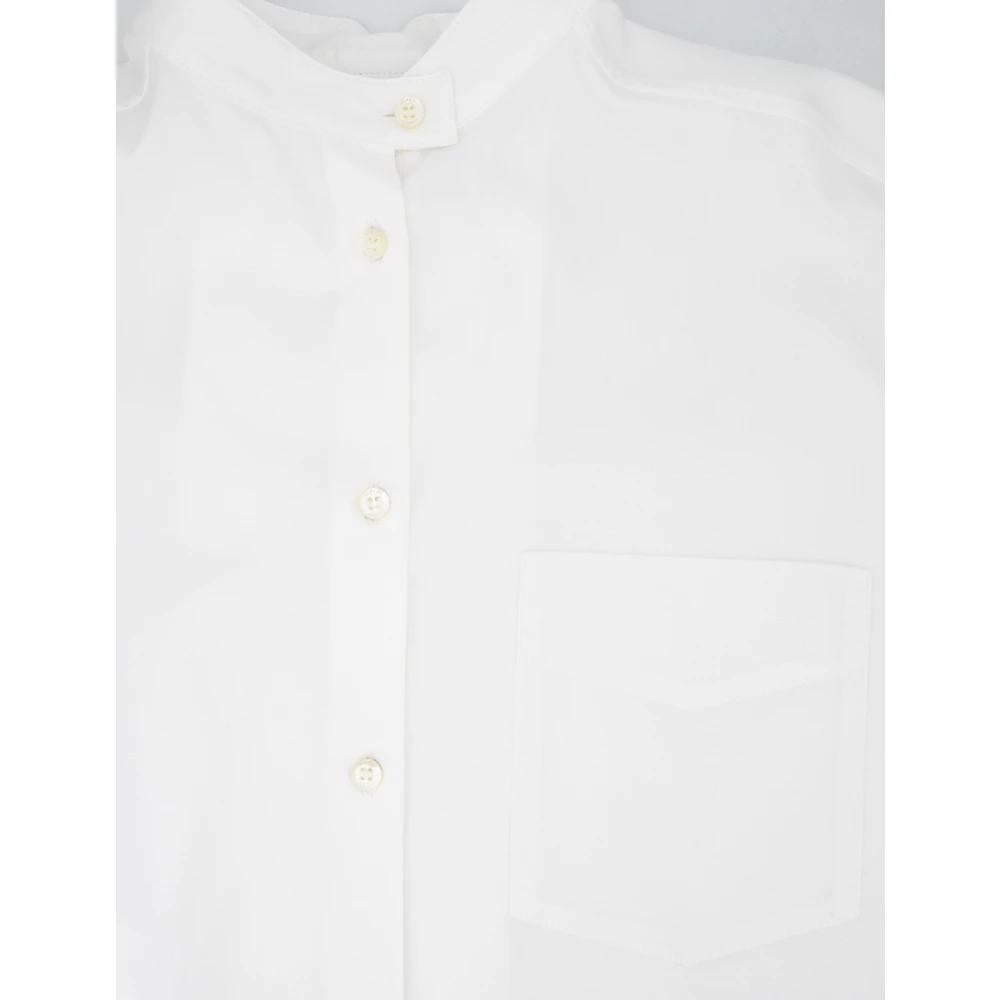 Aspesi Katoenen poplin blouse met mandarijnkraag White Dames