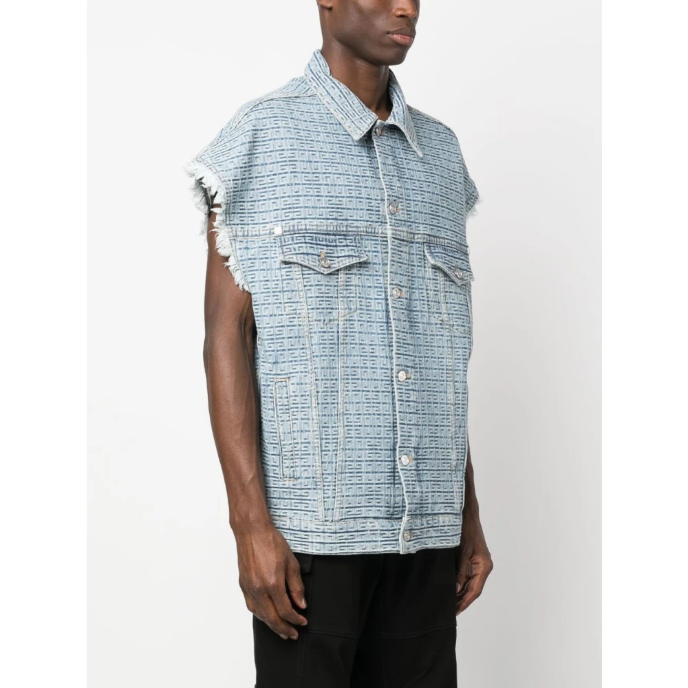 Givenchy Clear Blue 4G Denim Gilet Blue Heren
