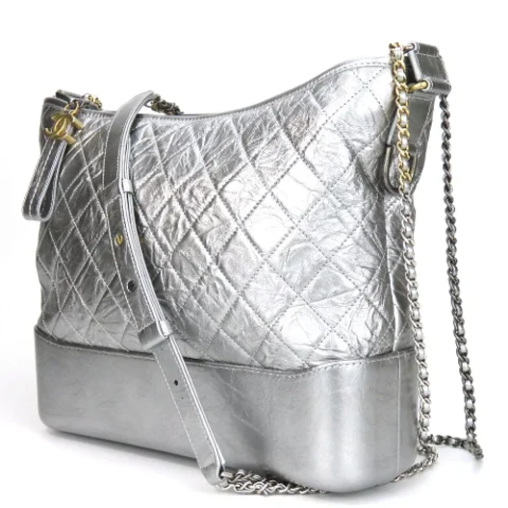 Chanel Vintage Pre-owned Leather chanel-bags Gray Dames