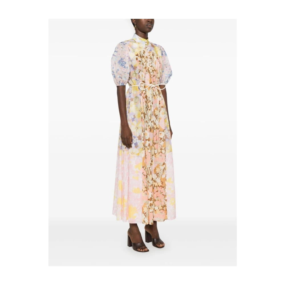 Zimmermann Pop Puff Sleeve Maxi Jurk Multicolor Dames