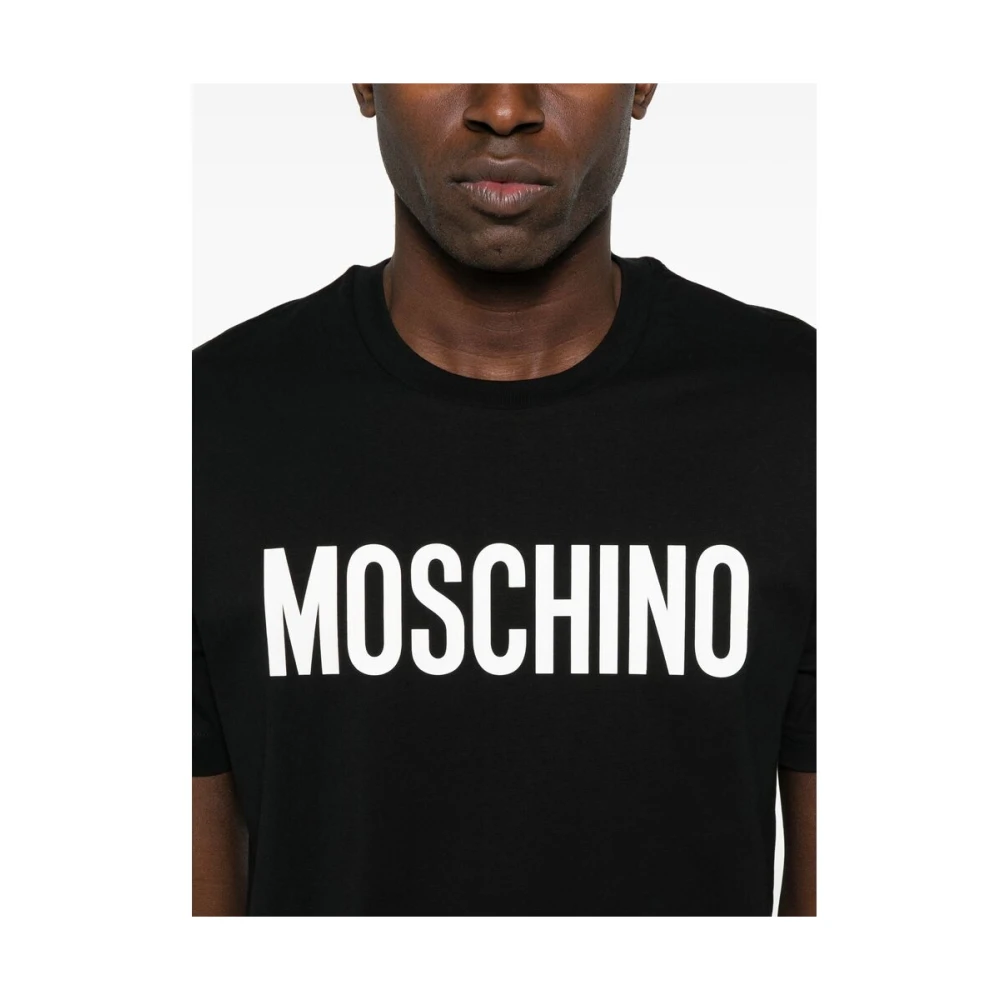 Moschino Zwarte Crew Neck Korte Mouwen Shirt Black Heren
