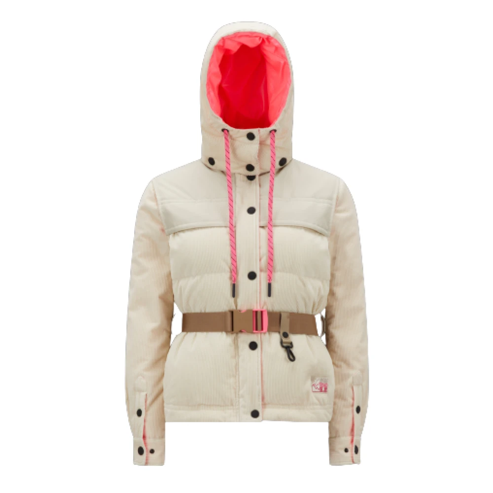 Moncler Korte Gewatteerde Jas met Afneembare Mouwen Beige Dames