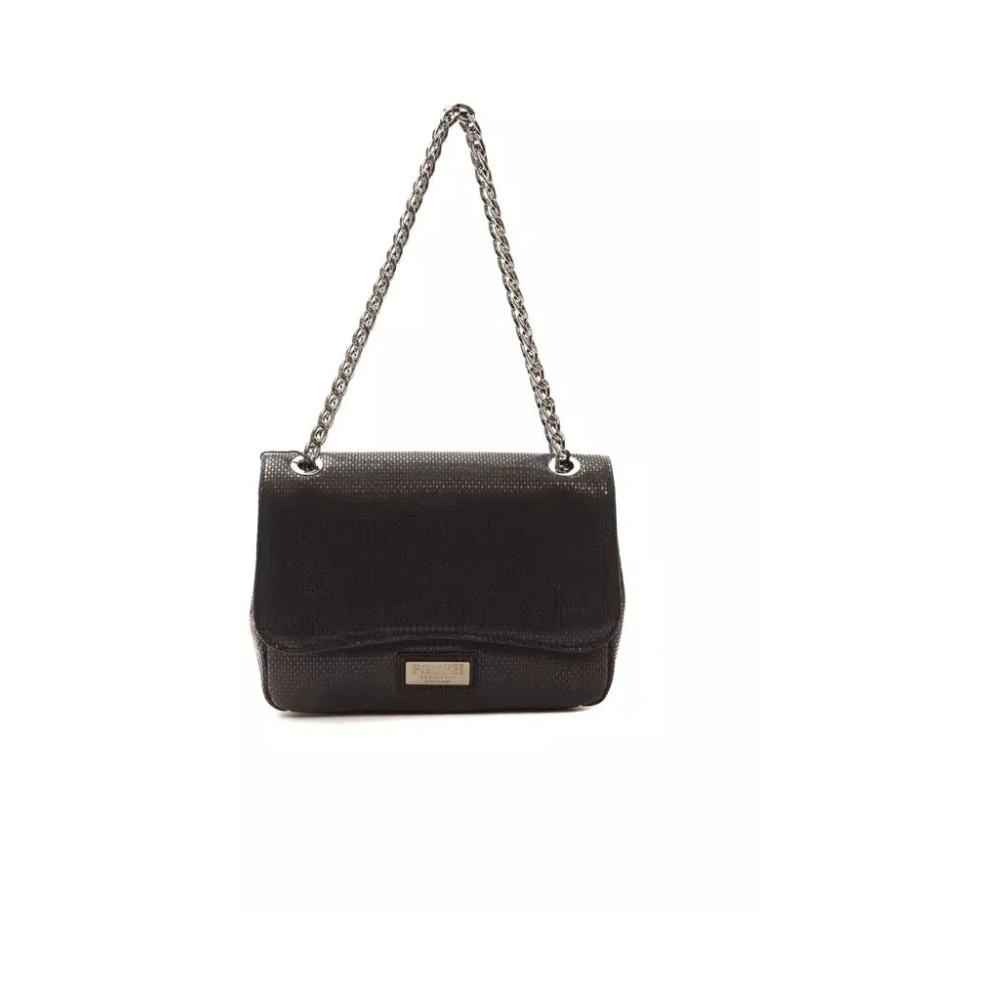 Pompei Donatella Luxe Zwarte Leren Crossbody Tas Black Dames