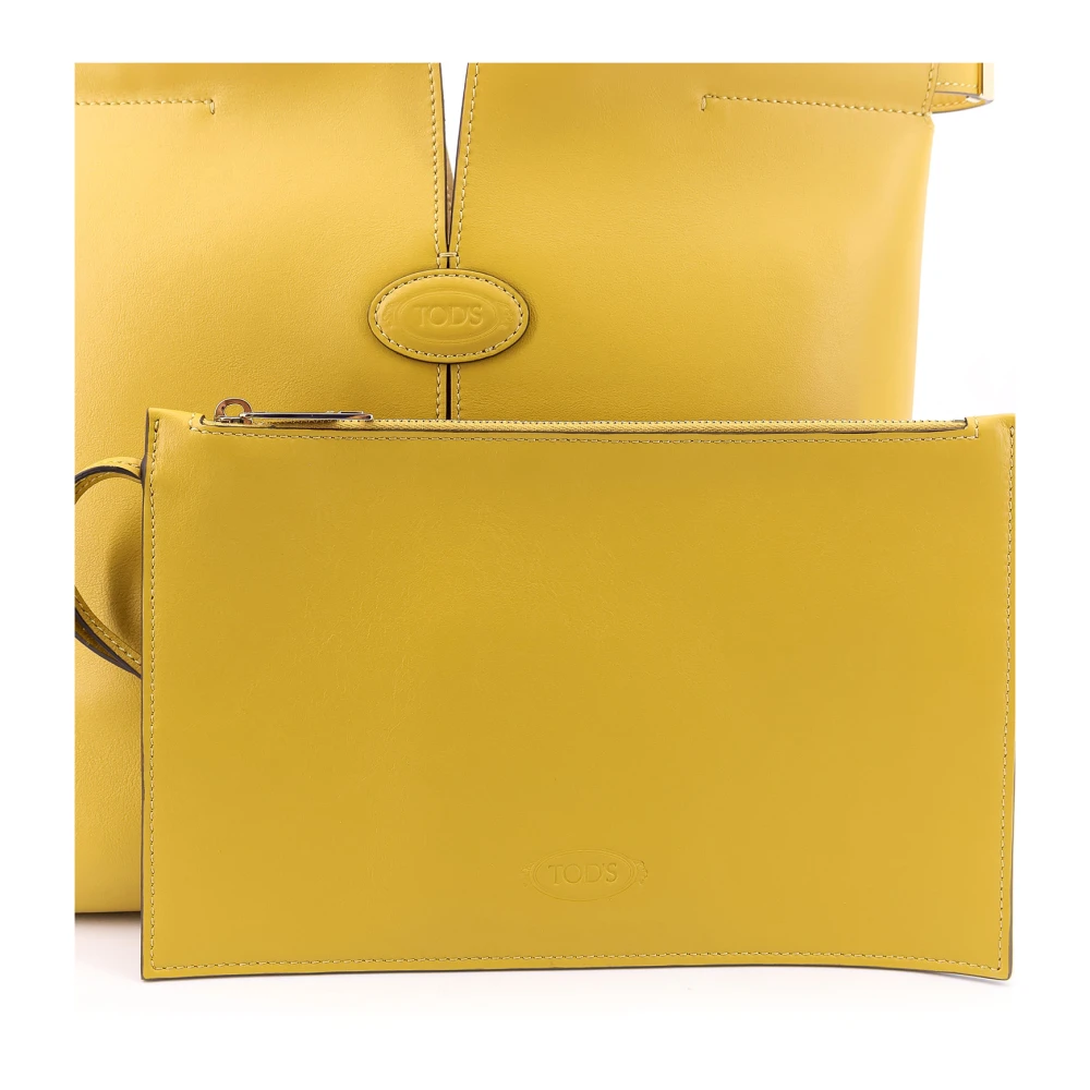 TOD'S Leren Handtas met Frontaal Logopatch Yellow Dames