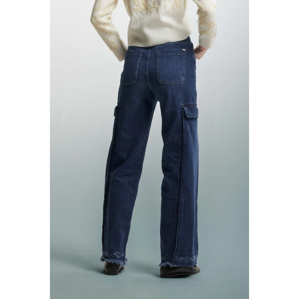 Kocca Stone-washed wijde broek met grote zakken Blue Dames