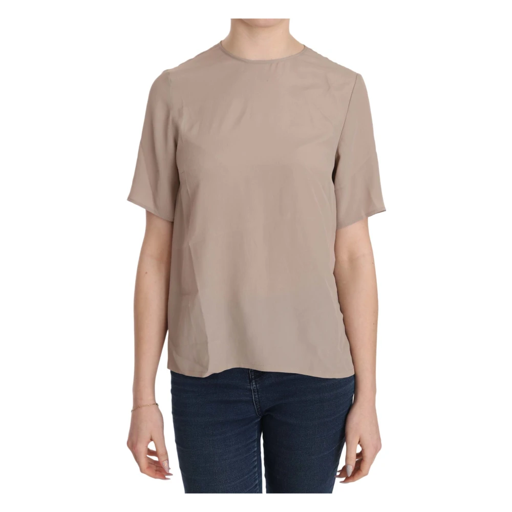 Dolce & Gabbana Vrouw Beige Tops Dames, S, Elegante Zijde Blend Blouse