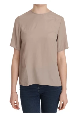 Elegant Beige Silkeblandning Blus