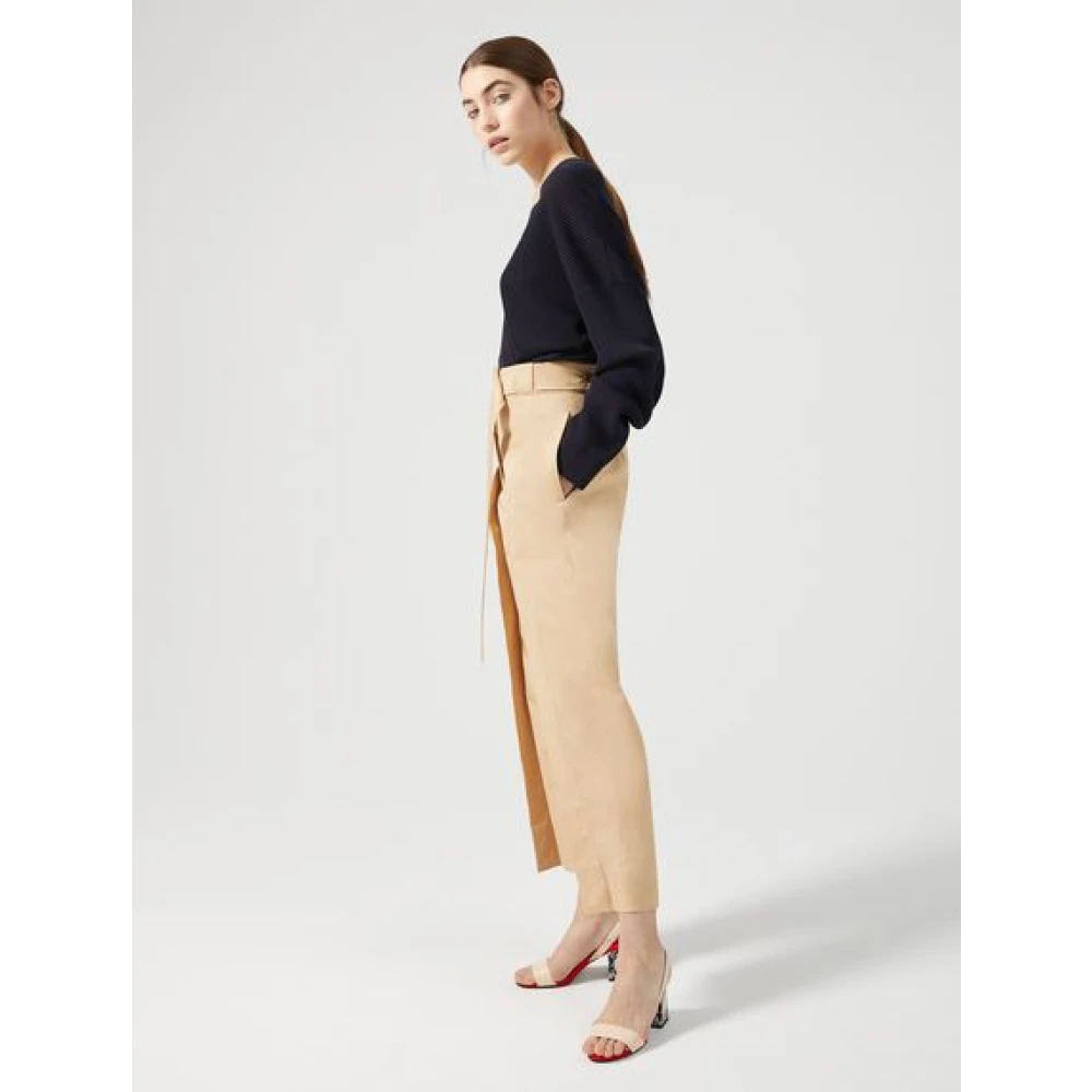 SPORTMAX Beige Katoenen Broek Beige Dames