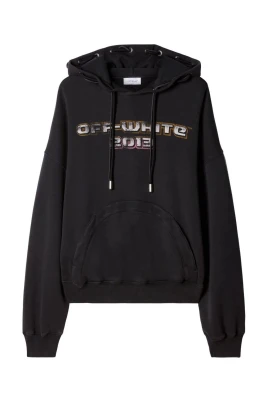 Grafisk Tryckt Bomulls Huvtröja