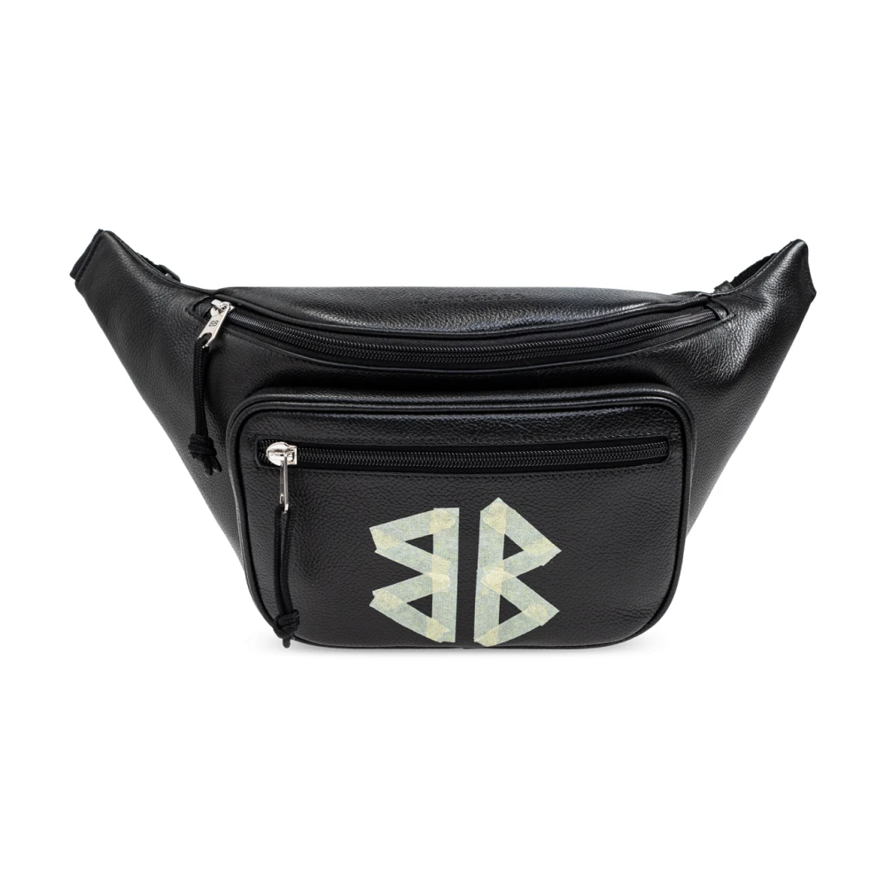 Balenciaga Zwart Logo Print Ritszakken Black Heren