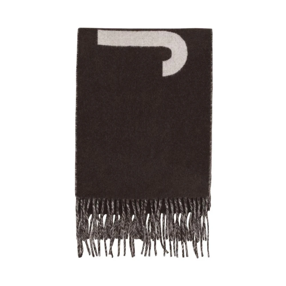 Jacquemus Donna Marrone - Sciarpa Con Logo E Frange - Accessories - One Size