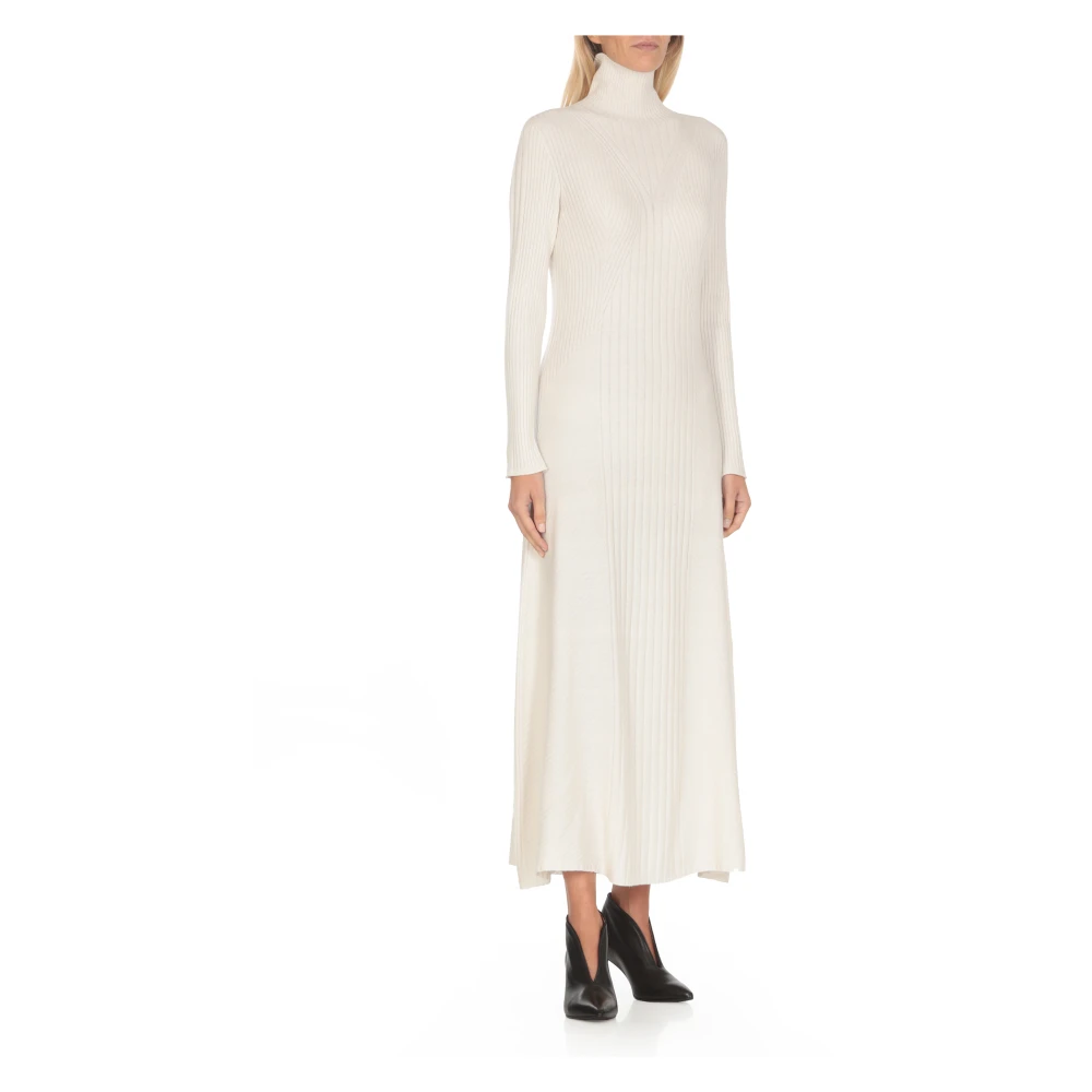 D.Exterior Elegante Ivoor Cashmere Blend Jurk Beige Dames