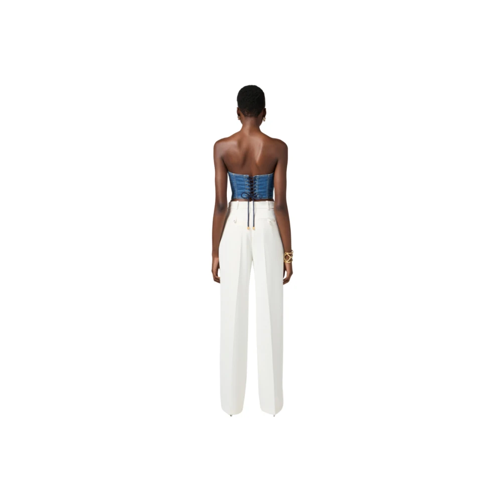 Elisabetta Franchi Ivoor Broek met Stretch Crêpe White Dames