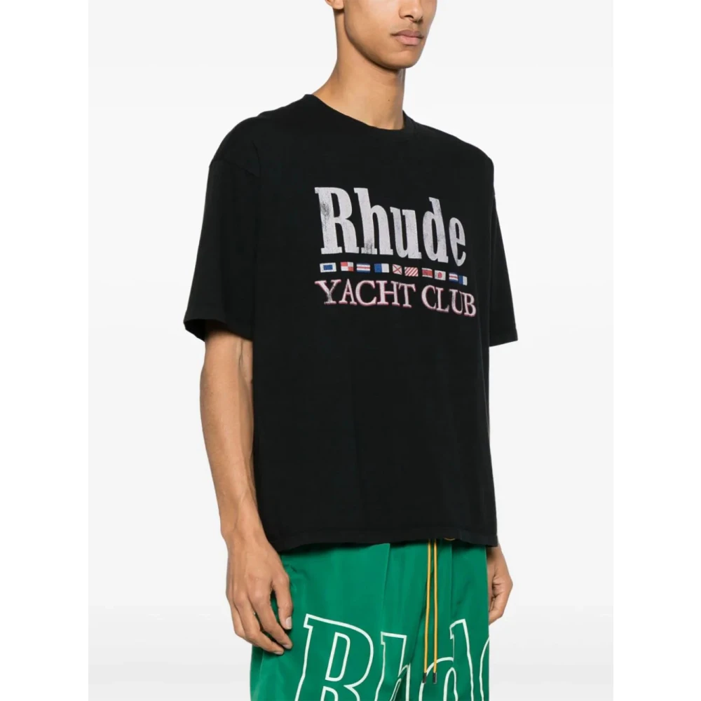 Rhude Flag Katoenen T-shirt Black Heren