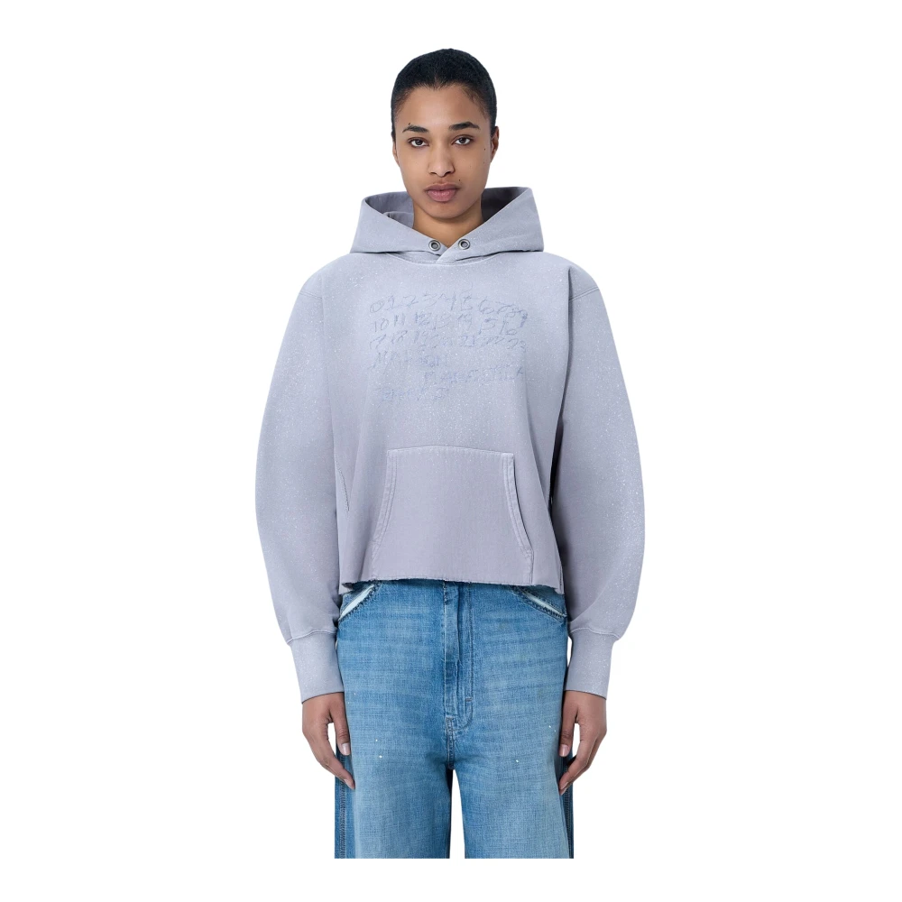 Maison Margiela Women's Purple Hooded Sweatshirt With Ribbed Details - Hoodies - L - Sweatshirts & Hoodies