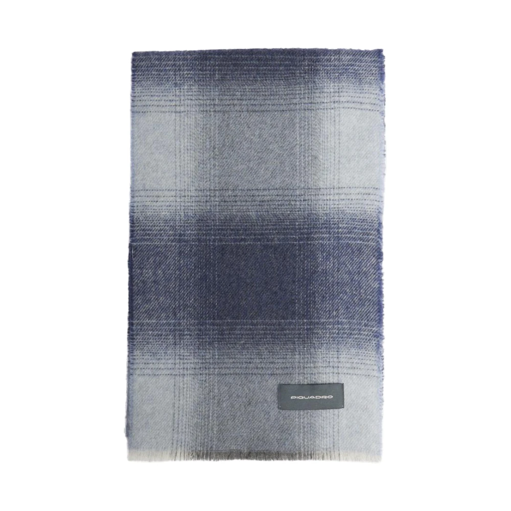 Piquadro Homme Bleu Accessoires, Taille: One Size Écharpe En Laine Et Cachemire Avec Motif Soft Check
