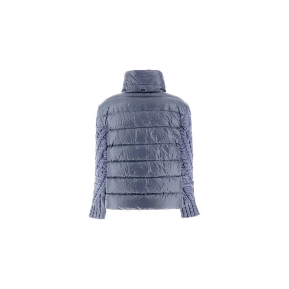 Herno Nylon Ultralight Jas met Wollen Mouwen Blue Dames