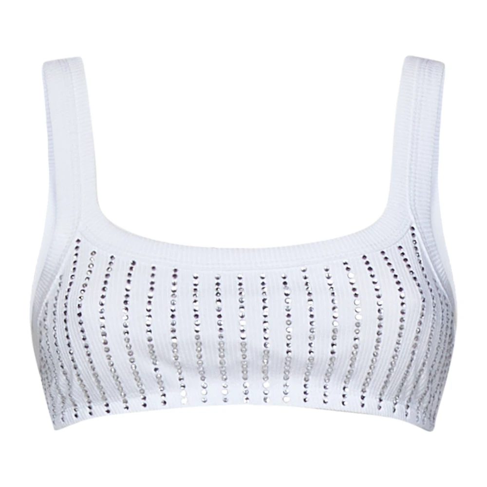 The Attico Witte Mouwloze Katoenen Ronde Hals Top White Dames