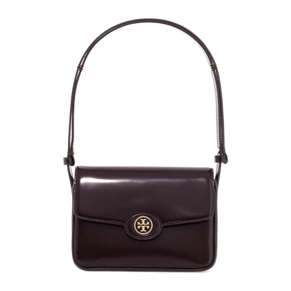 TORY BURCH Schoudertas van geborsteld leer Brown Dames