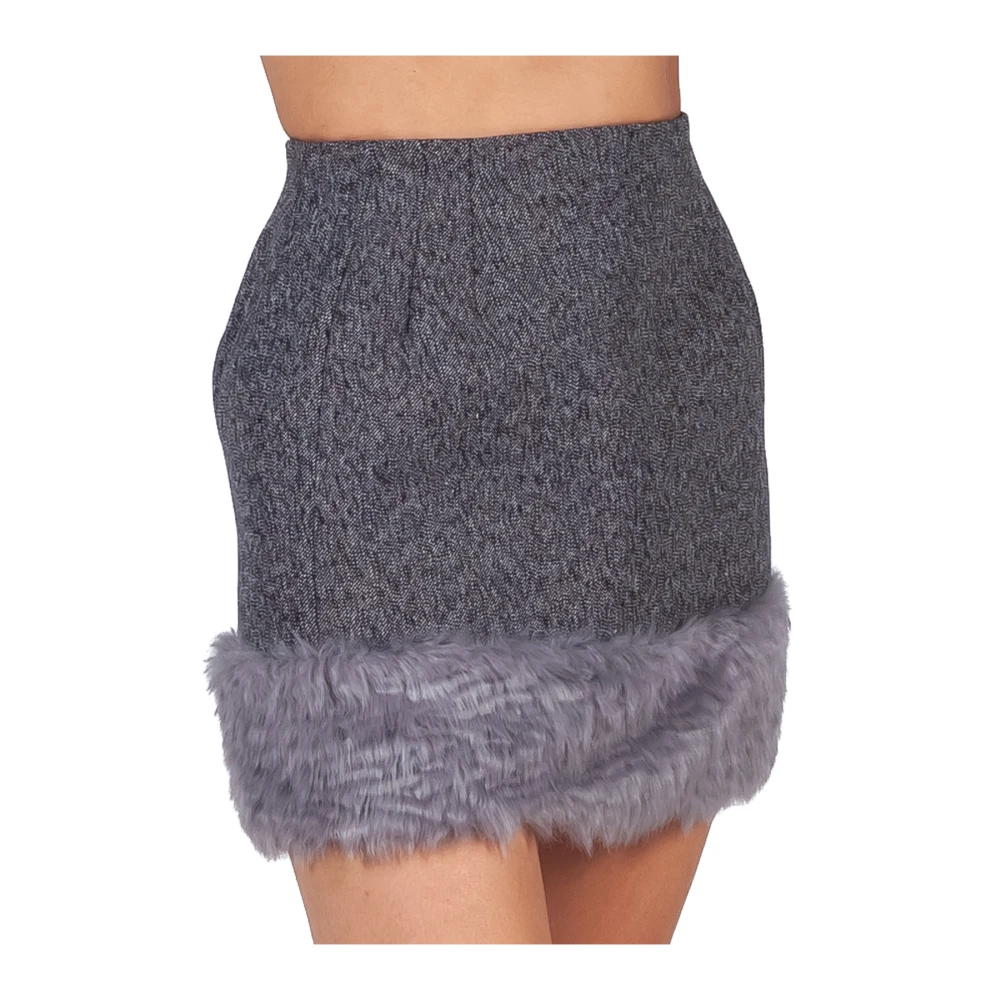 Msgm Grijze Minirok met Nepbont Gray Dames