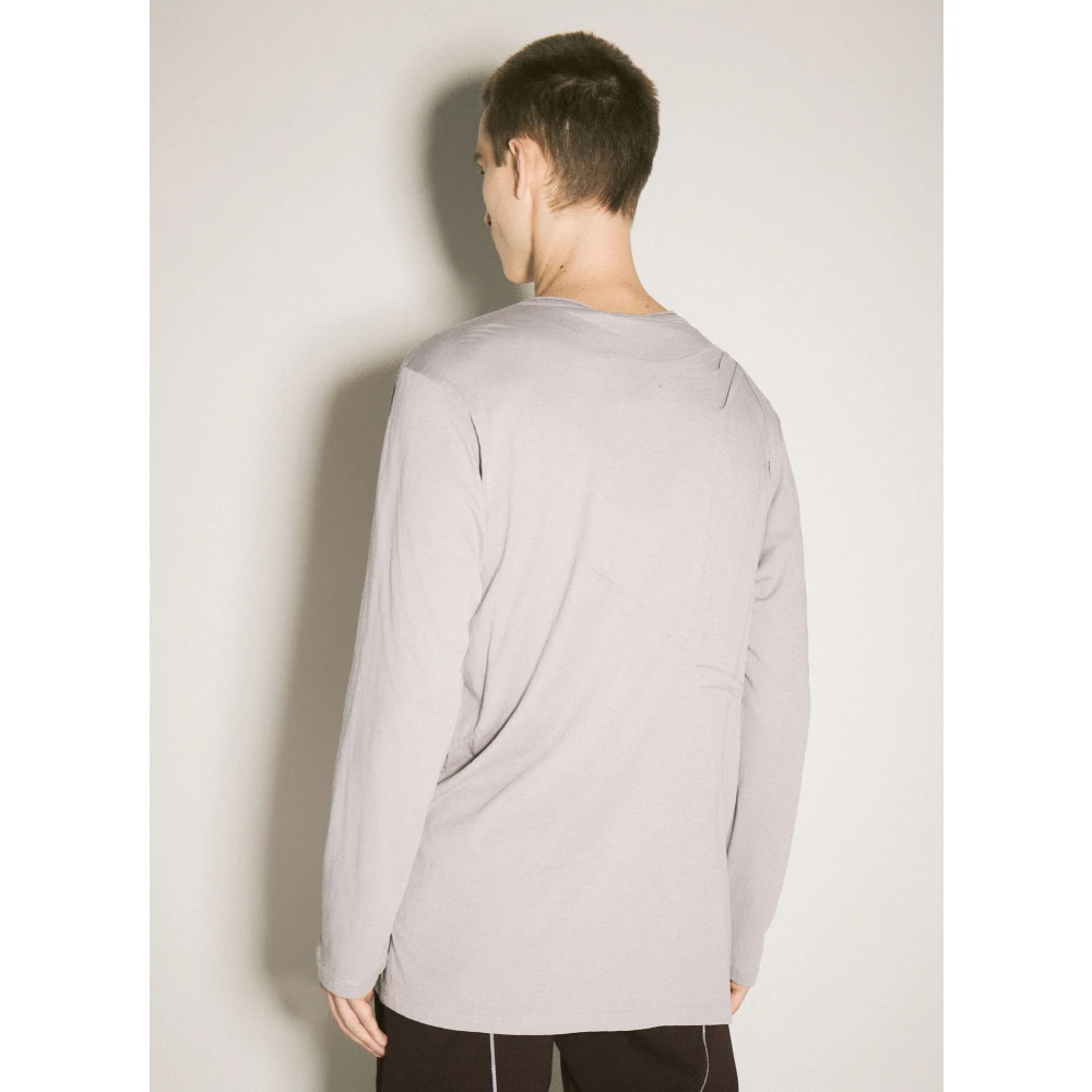Kiko Kostadinov Panel Cotton Henley T-Shirt Gray Heren
