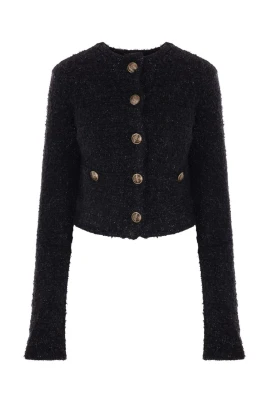 Texturerad stickad croppad topp