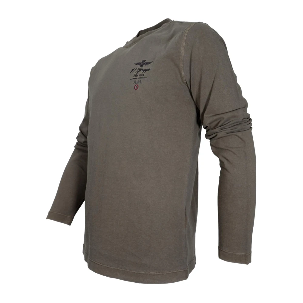 aeronautica militare Groene Basic Crewneck T-shirt Green Heren