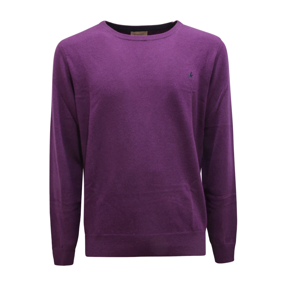 Brooksfield Purple Wool Jumper Italian Style - Male - Round-Neck Knitwear - Xl - Knitwear