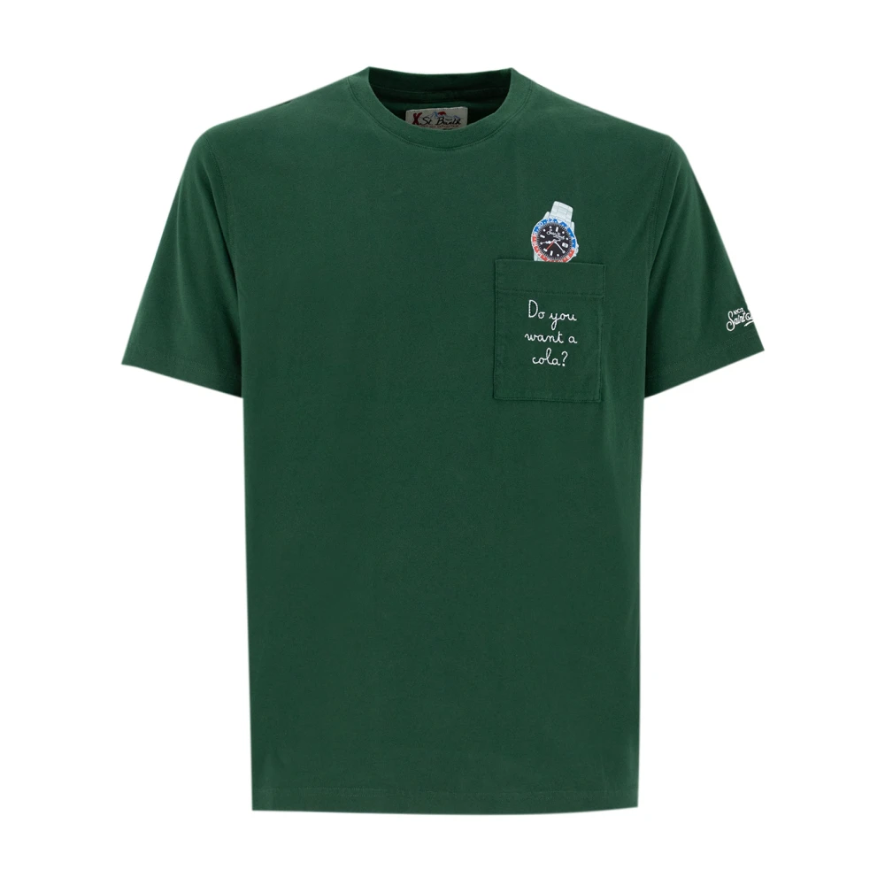 MC2 Saint Barth Geborduurde Crew Neck T-shirt Green Heren