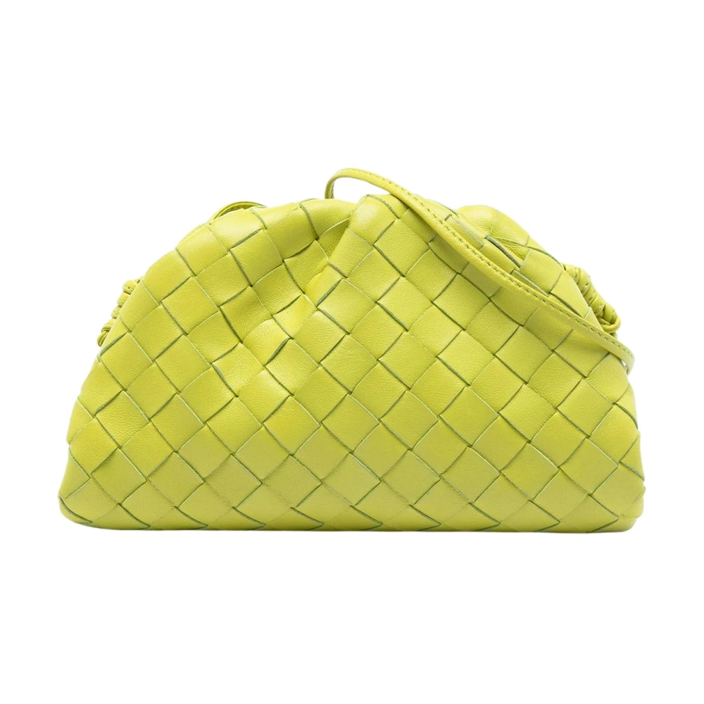 Bottega Veneta Vintage Women's Yellow Pre-Owned Woven Leather Pouch