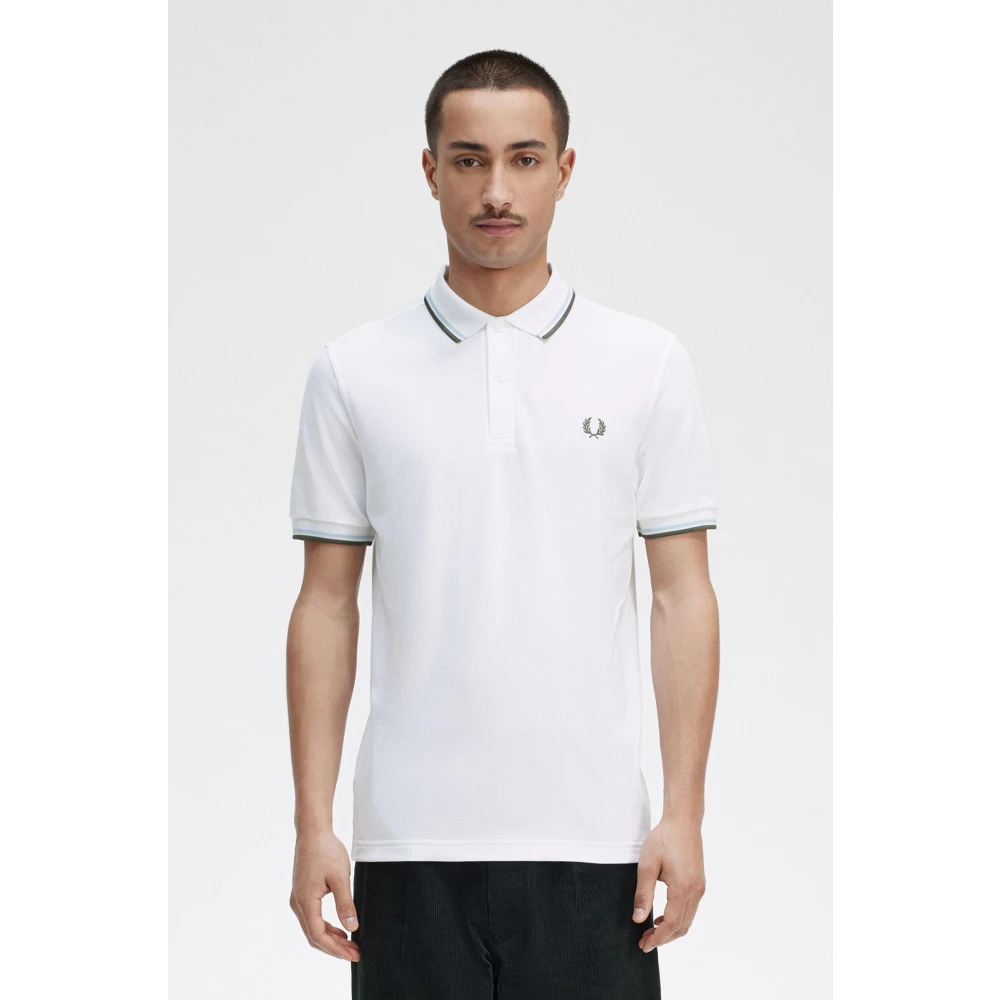 Fred Perry Slim Fit Twin Tipped Polo White Heren