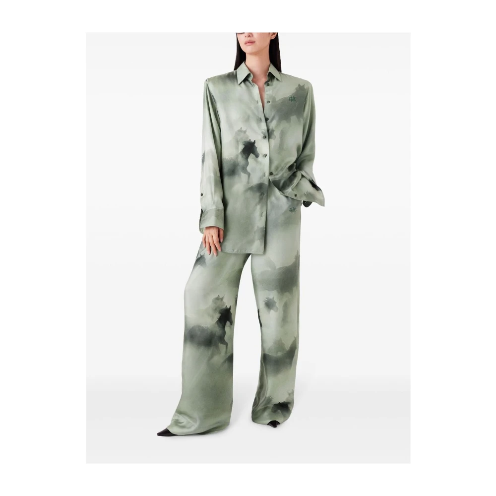 Stella Mccartney Oversized Horse Print Shirt Green Dames