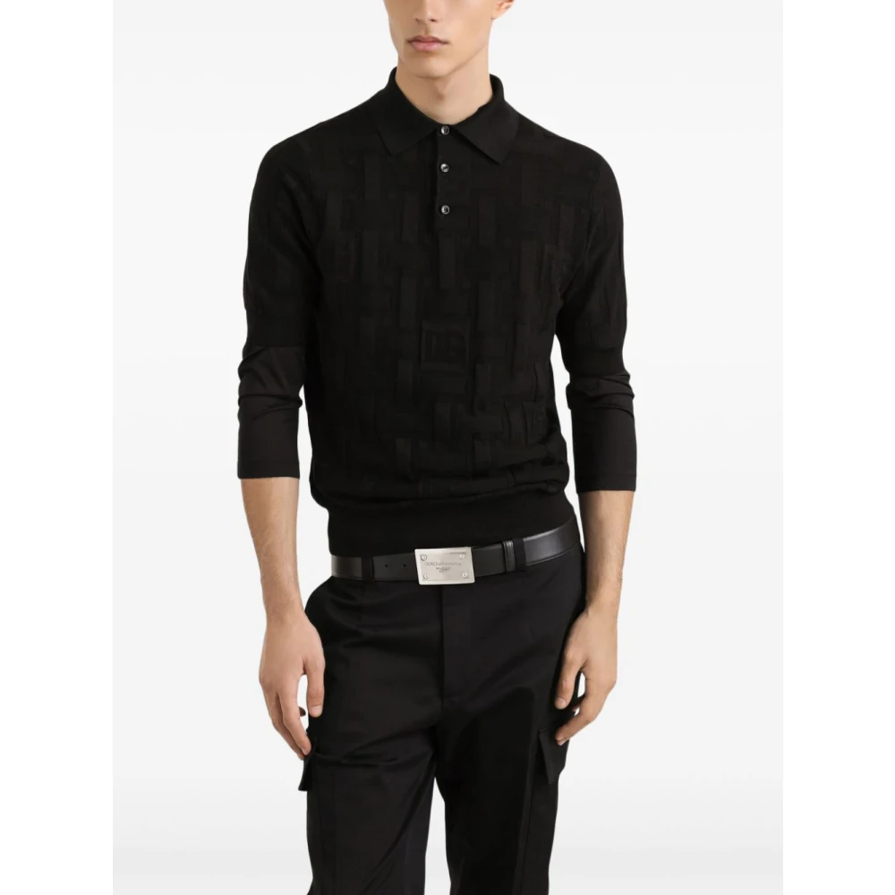 Dolce & Gabbana Zwarte Ribgebreide T-shirts en Polos Black Heren