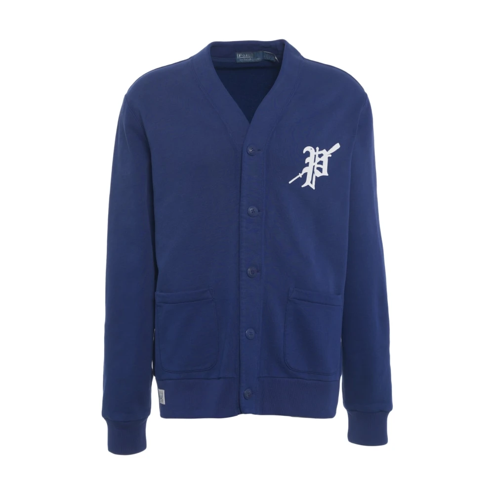 Polo Ralph Lauren Men's Blue Cardigans,, Knitwear Ss25 V-Neck Cardigan Large