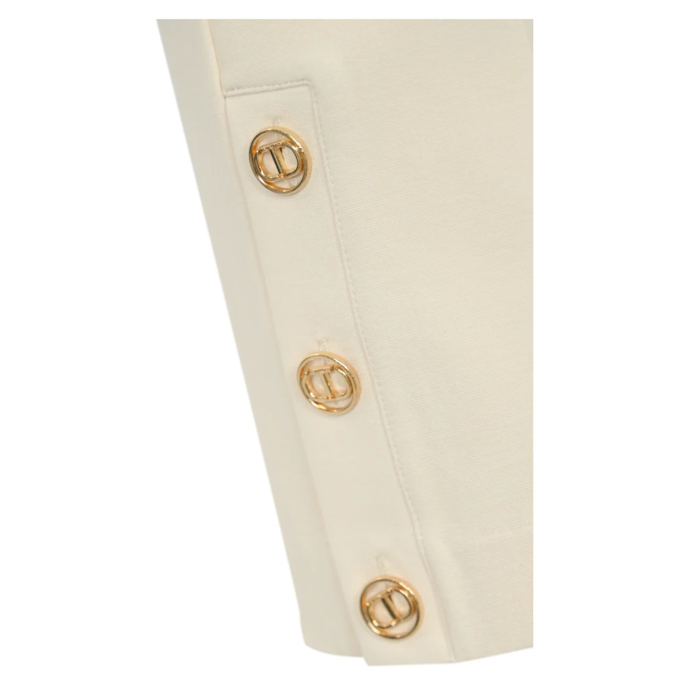 Twinset Flare Broek met Zijknopen Beige Dames
