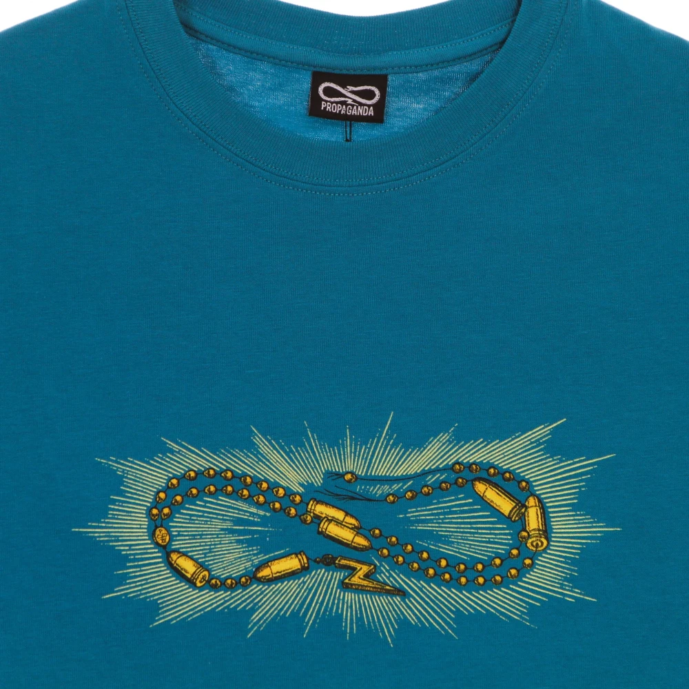 Propaganda Turquoise Heren Tee met Print Blue Heren