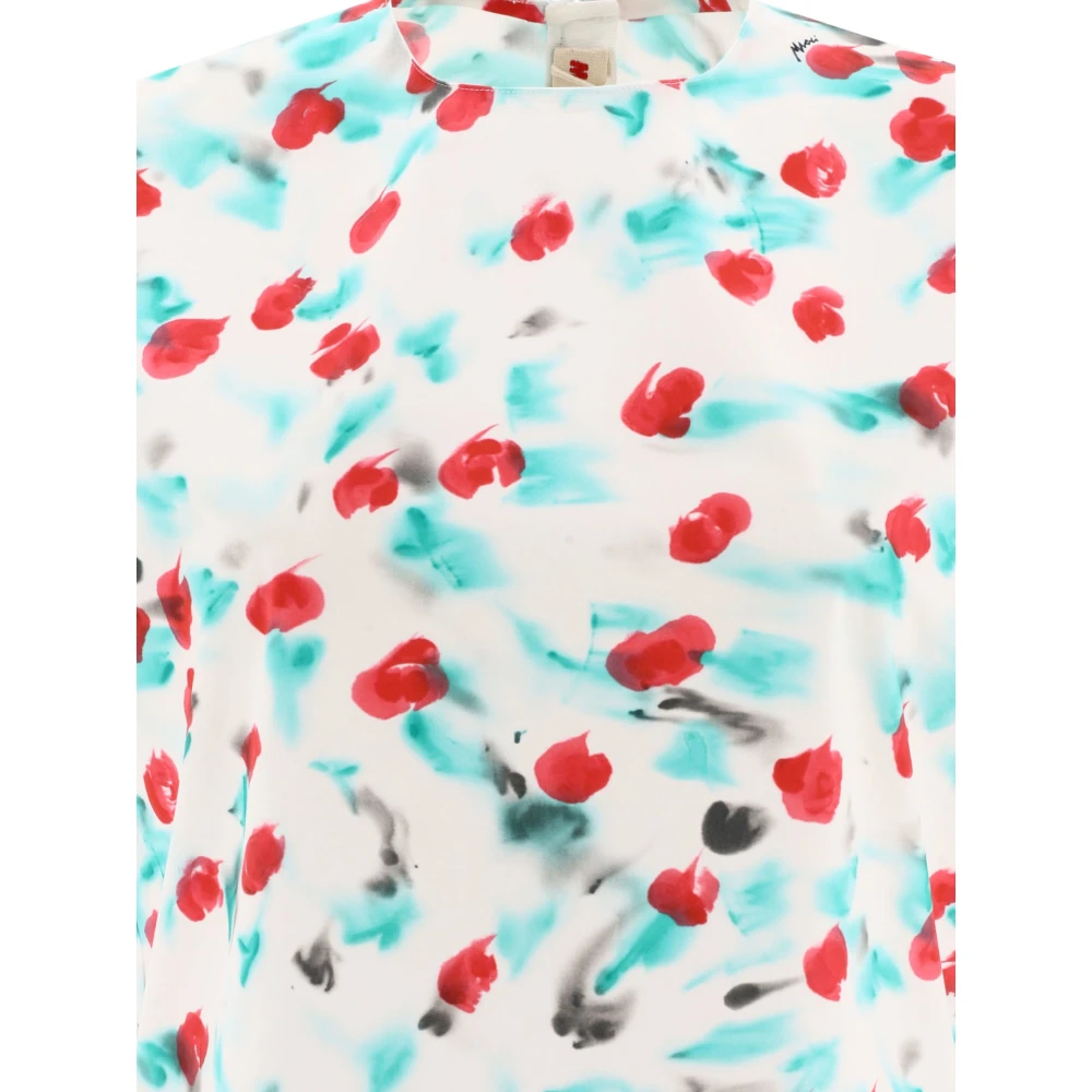 Marni Mouwloze top van poplin met Reverie-print White Dames