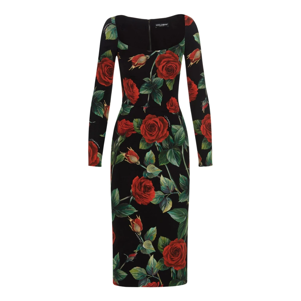 Dolce & Gabbana Women's Black Casual Dresses, 2XS, Floral Dress