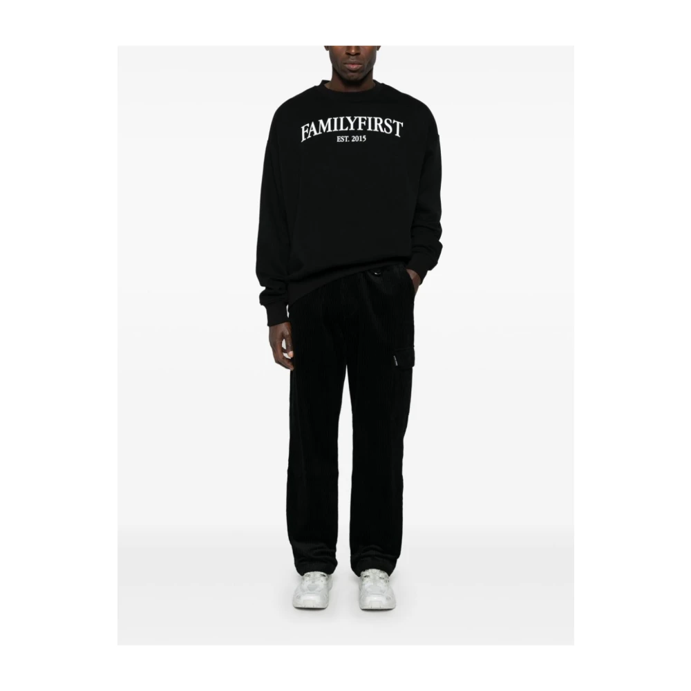 Family First Logo Print Crew Neck Sweater Black Heren
